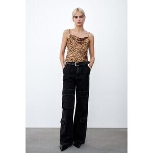 Zara Satin Effect Printed Chain Strap Cami